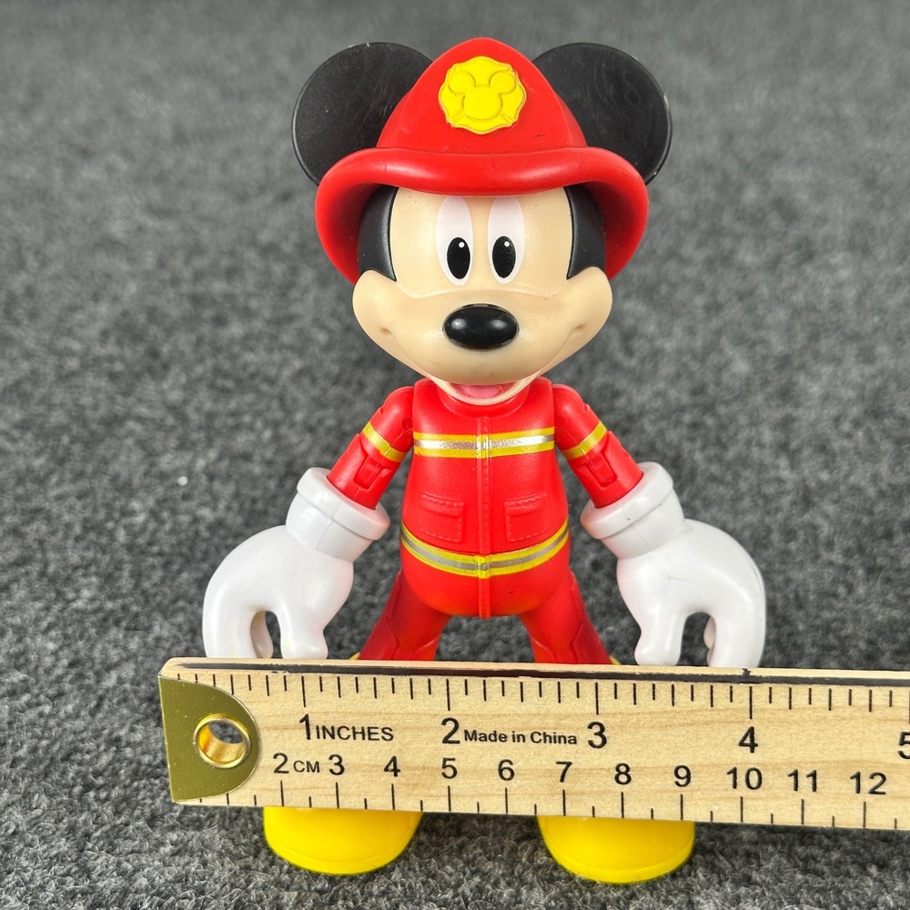 Disney Mickey Mouse Firefighter 6 Inch Articulated Action Figure Just Play Red - Picture 5 of 12